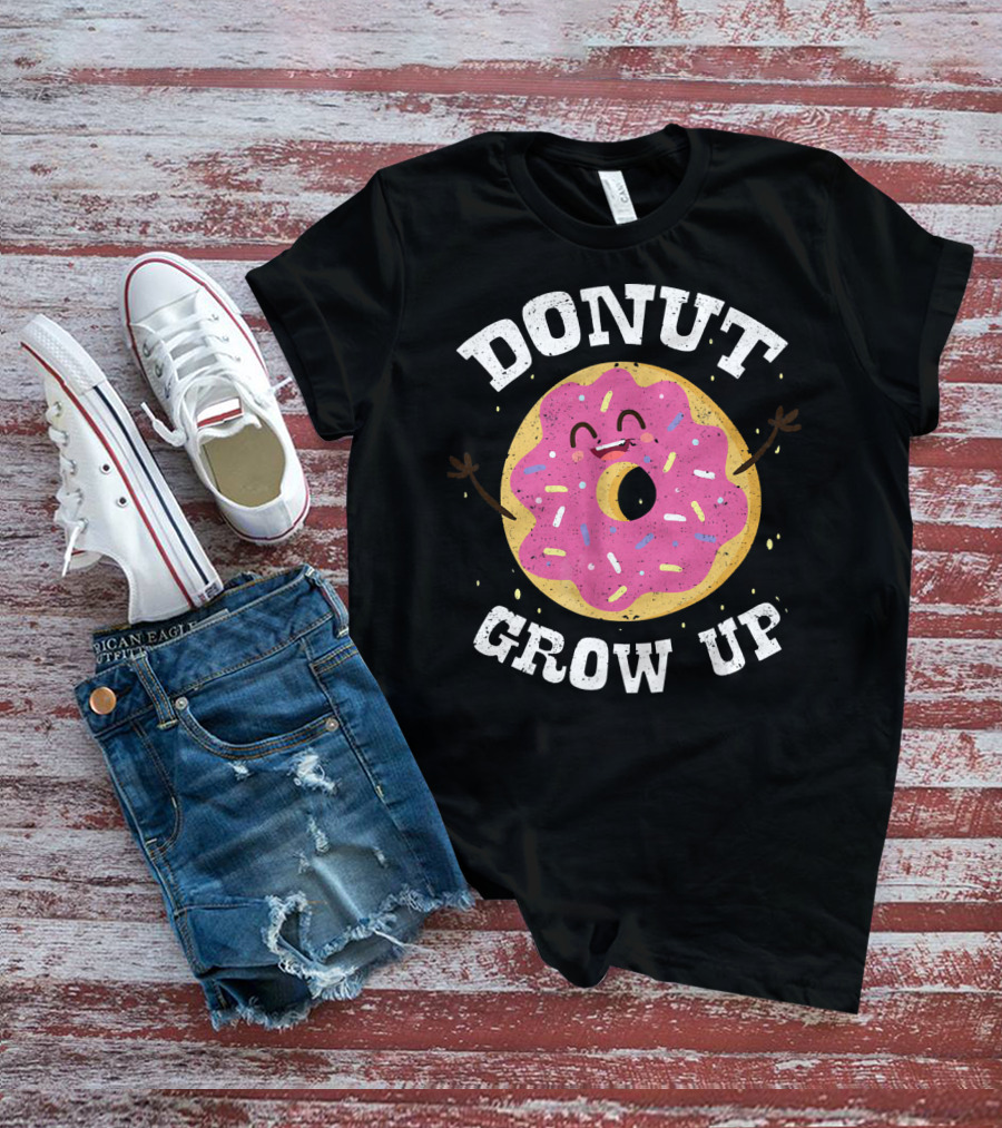 Donut Grow Up Cute Pink Frosted Dessert Foodie T-Shirt