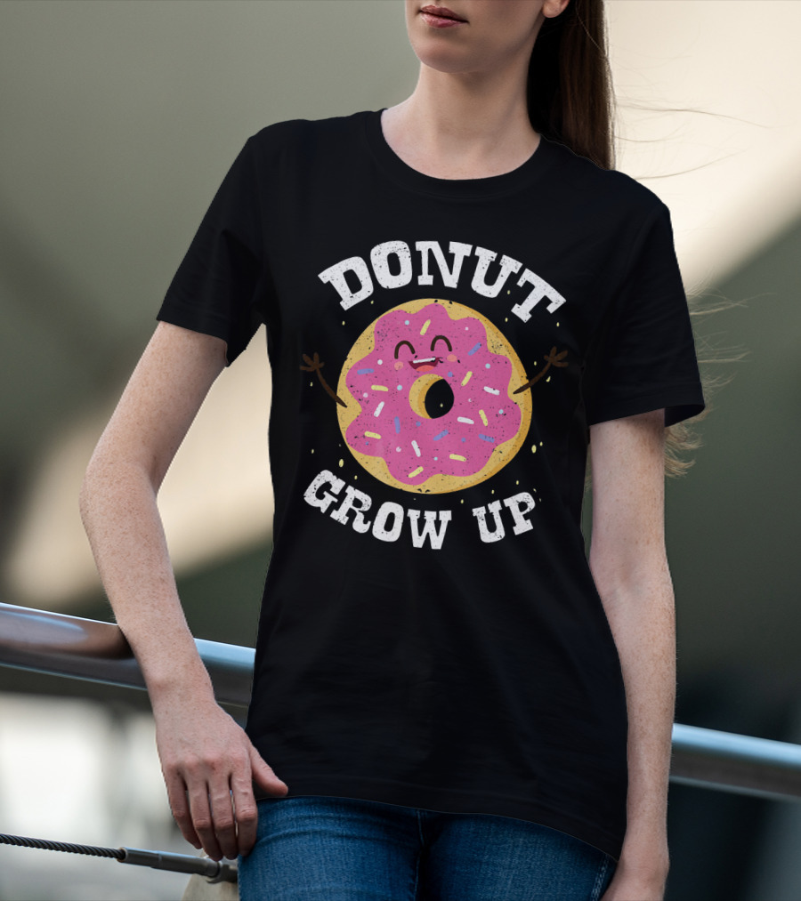 Donut Grow Up Cute Pink Frosted Dessert Foodie T-Shirt