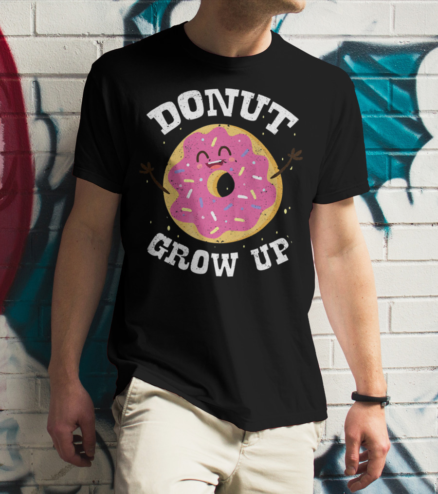 Donut Grow Up Cute Pink Frosted Dessert Foodie T-Shirt