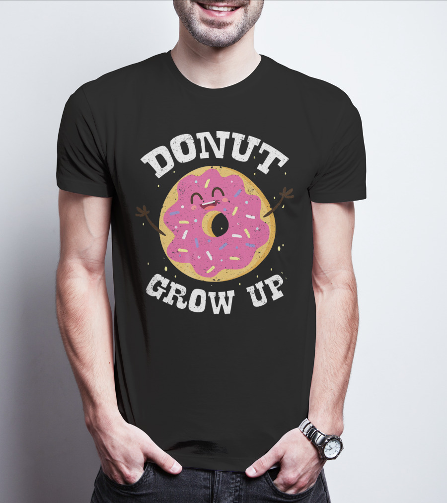 Donut Grow Up Cute Pink Frosted Dessert Foodie T-Shirt