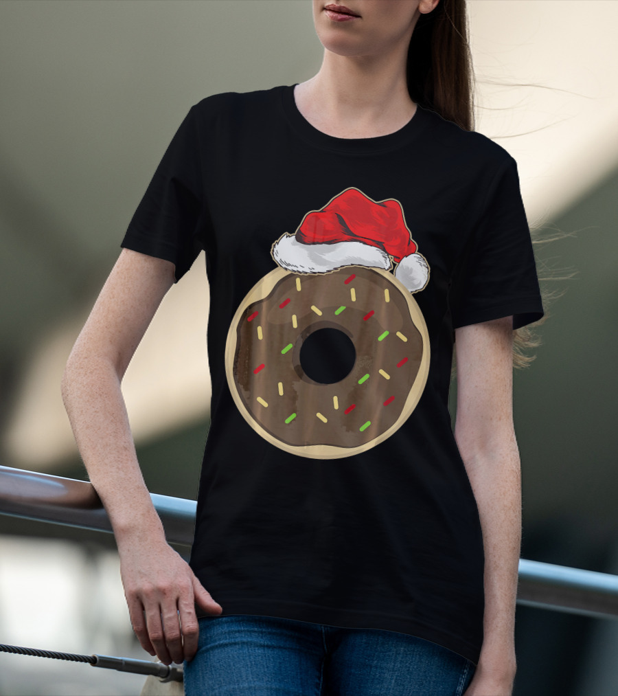 Santa Hat Donut Lover Christmas Treat T-Shirt