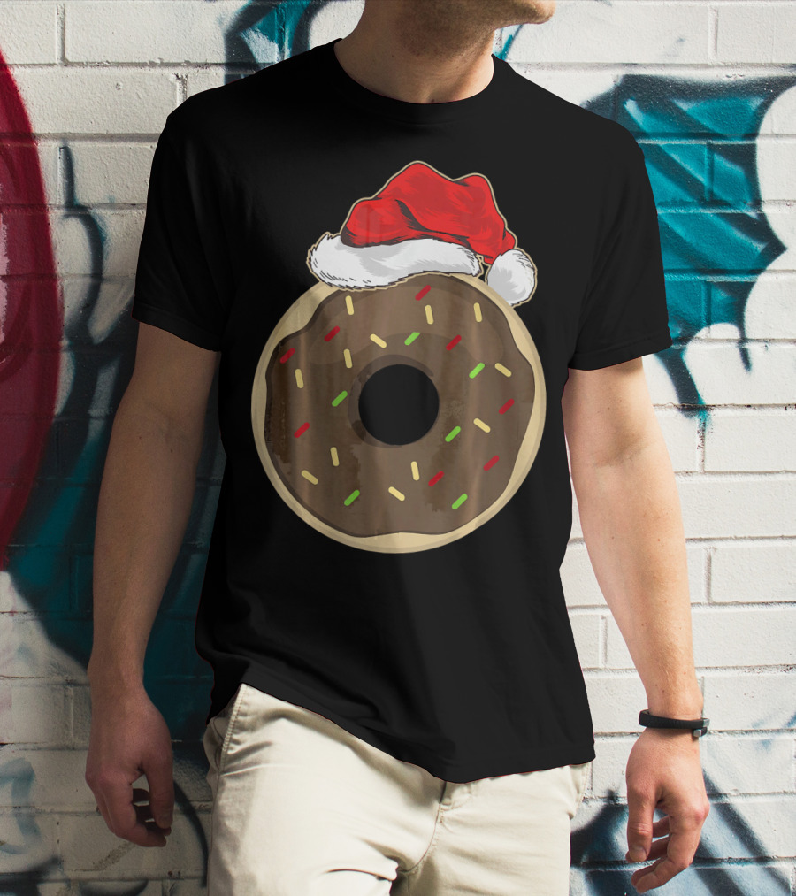 Santa Hat Donut Lover Christmas Treat T-Shirt