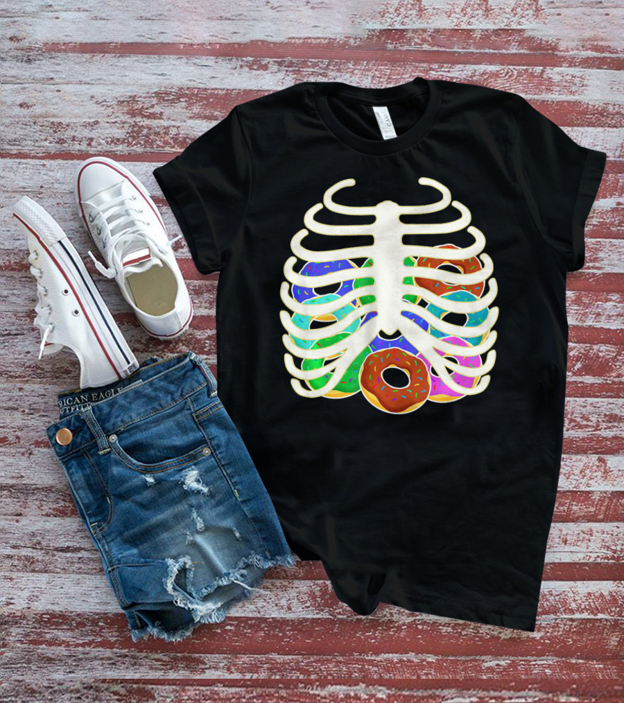Halloween Food Costume Rib Cage Skeleton Donuts T-Shirt