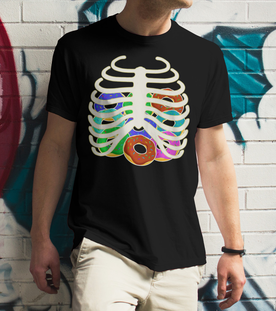 Halloween Food Costume Rib Cage Skeleton Donuts T-Shirt
