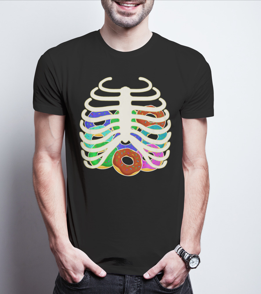 Halloween Food Costume Rib Cage Skeleton Donuts T-Shirt