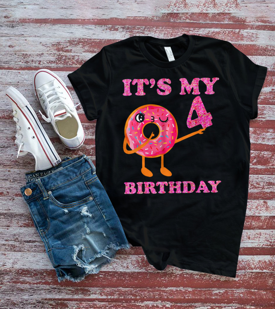 It's My 4 Birthday Fun Kids Sweet Donut T-Shirt