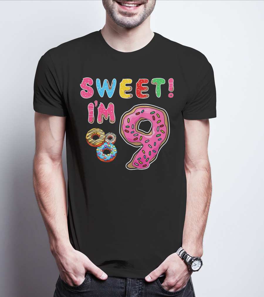 Sweet I'm 9 With Colorful Donuts T-Shirt