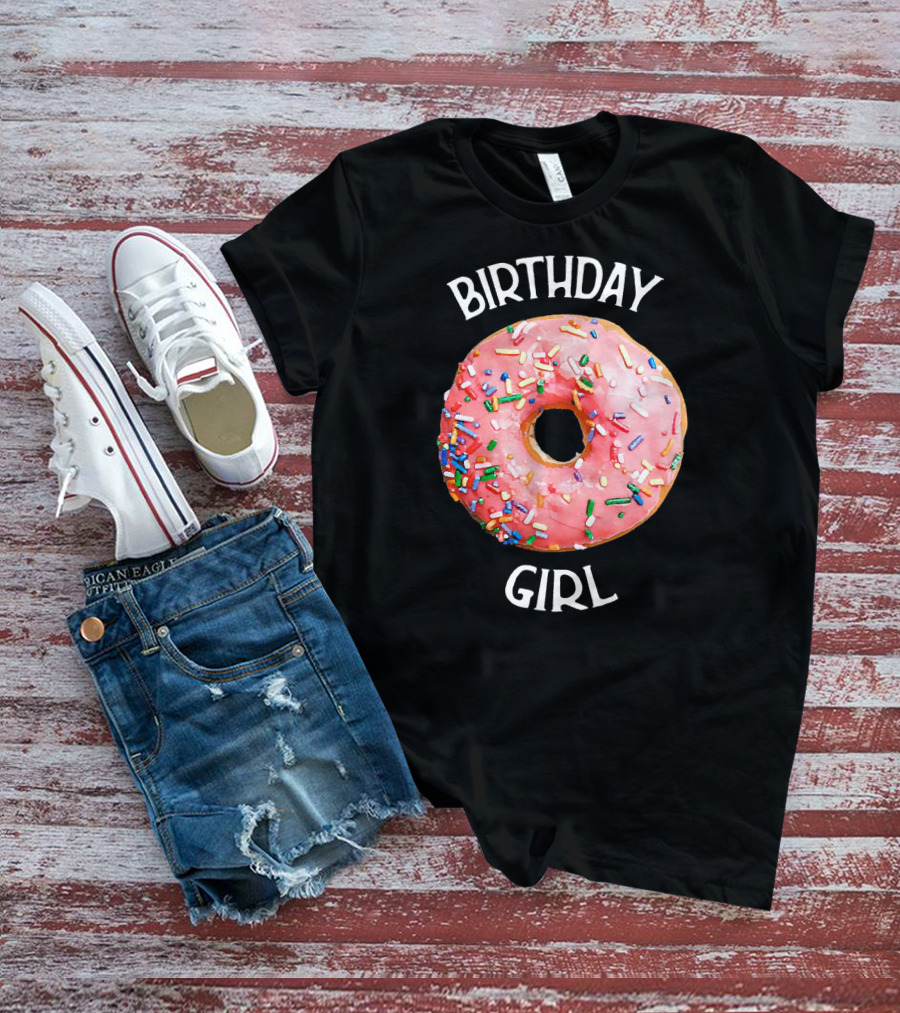 Birthday Girl Donut With Pink Icing And Rainbow Sprinkles T-Shirt