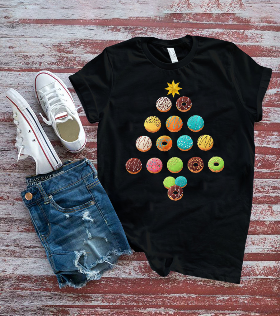 Funny Donut Lover Christmas Tree T-Shirt