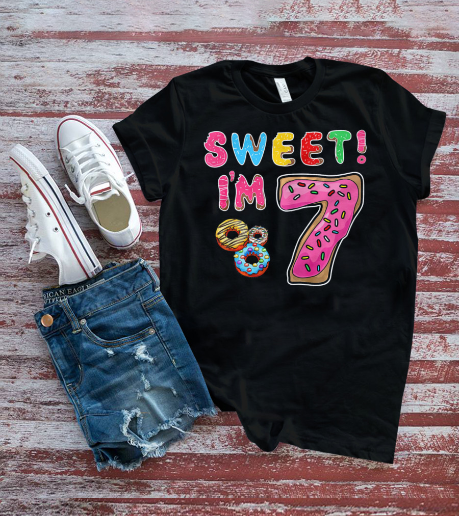 Sweet I'm 7 Donut Birthday T-Shirt