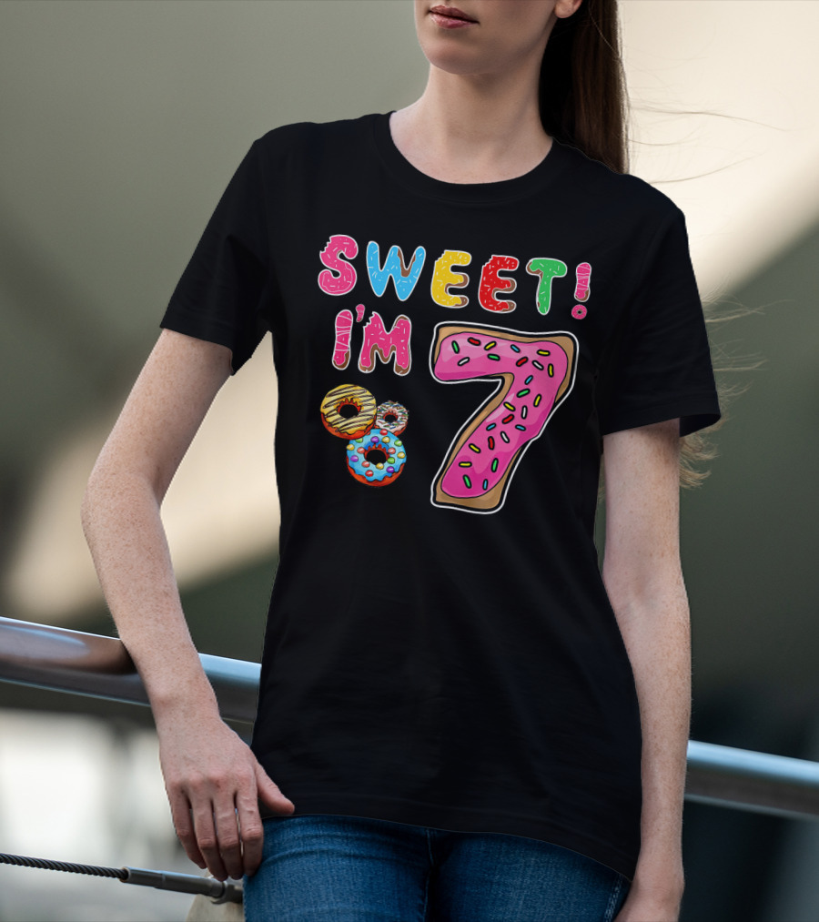 Sweet I'm 7 Donut Birthday T-Shirt