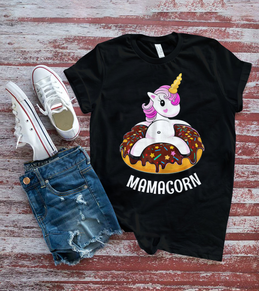 Mamacorn Unicorn Donut With Sprinkles And Stars T-Shirt