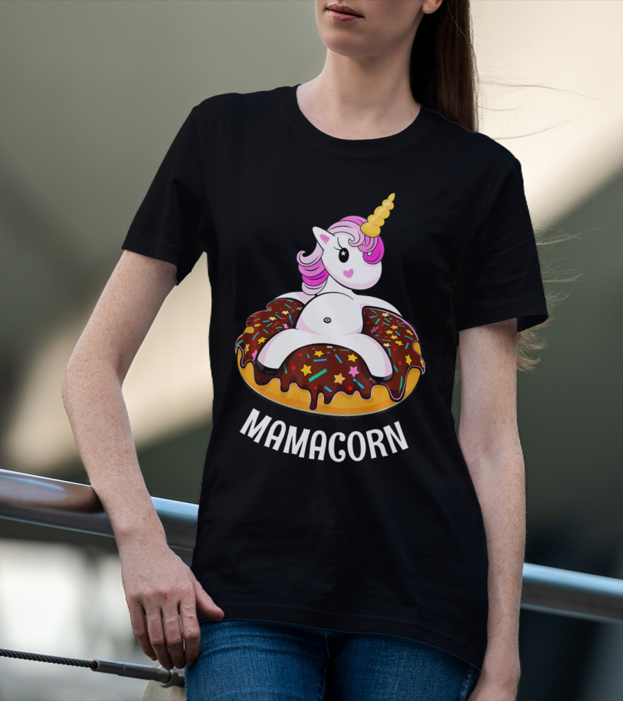 Mamacorn Unicorn Donut With Sprinkles And Stars T-Shirt