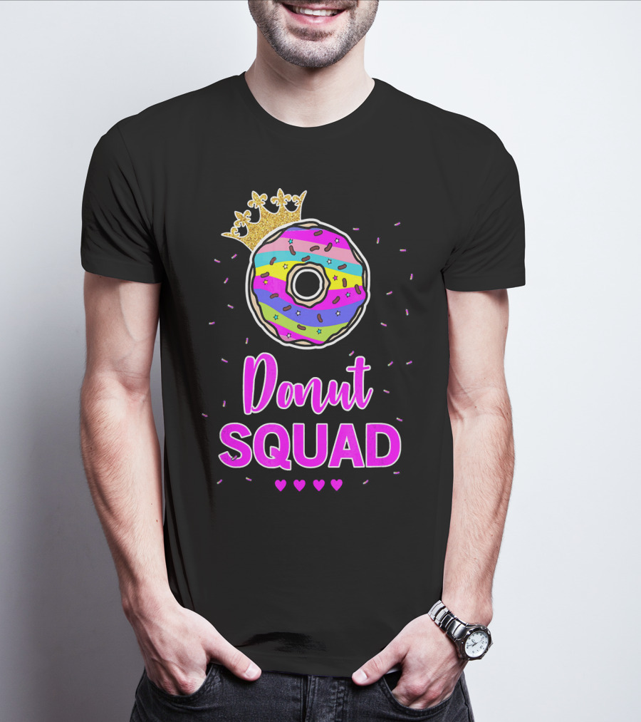 Donut Squad Birthday Girl With Crown And Hearts T-Shirt