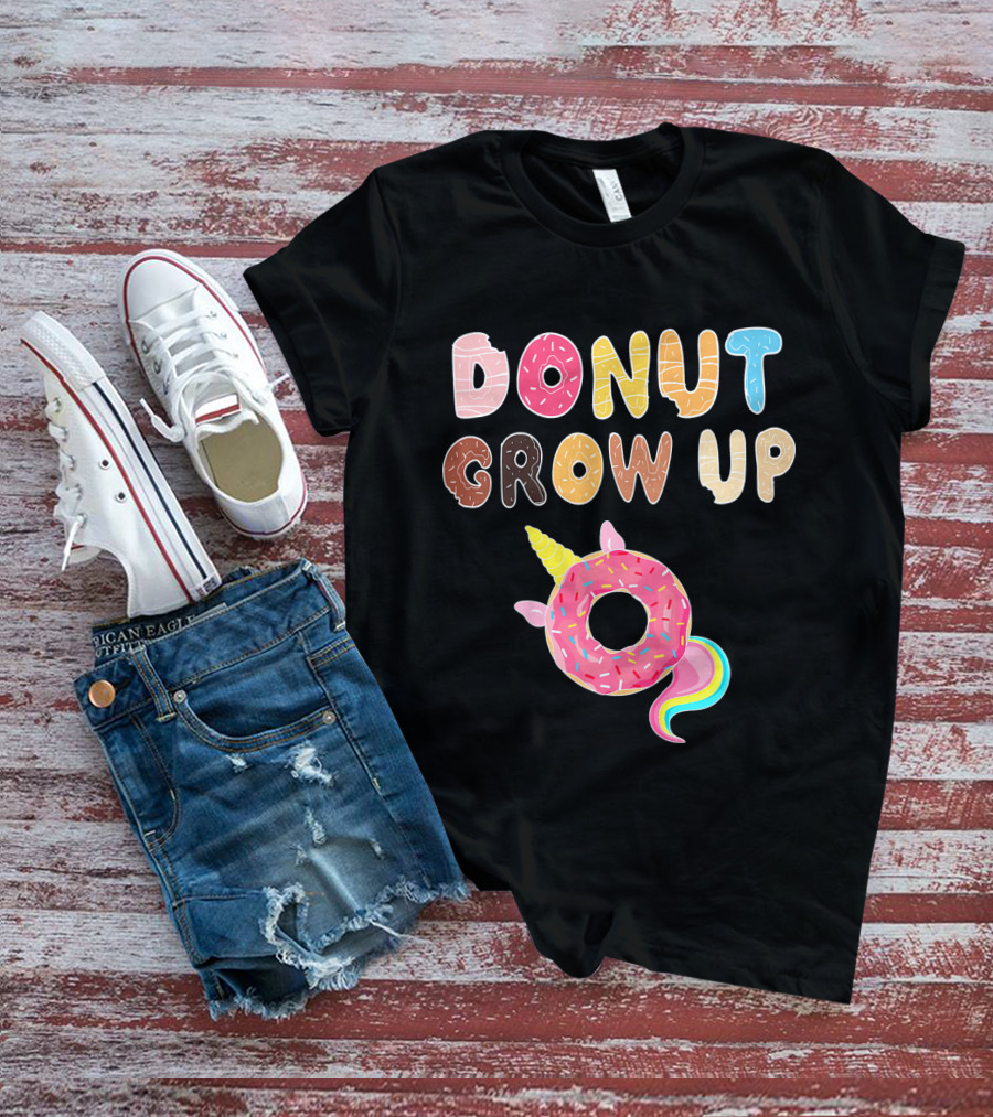 Donut Grow Up Kids Funny Unicorn Donut Lover T-Shirt
