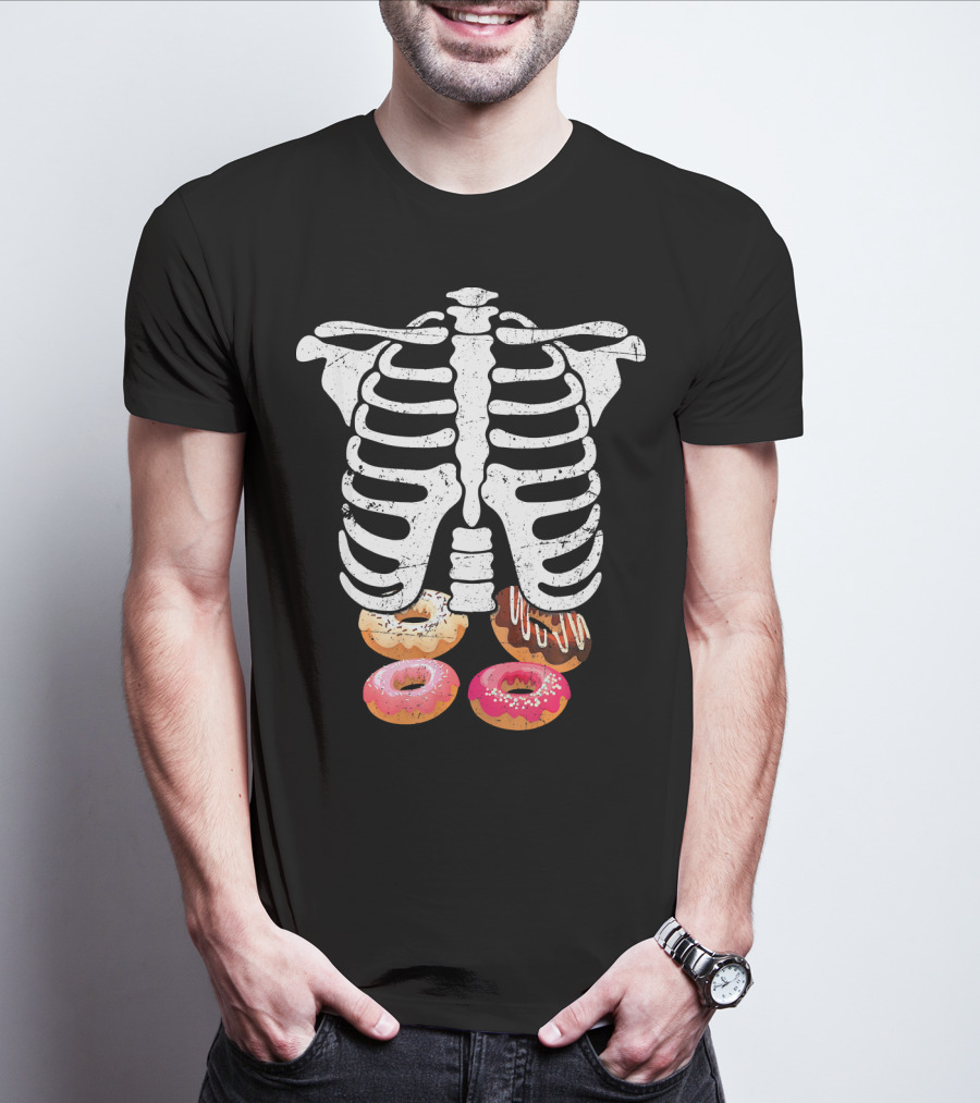 Skeleton Pregnancy Donut X Ray Ribcage Treats T-Shirt