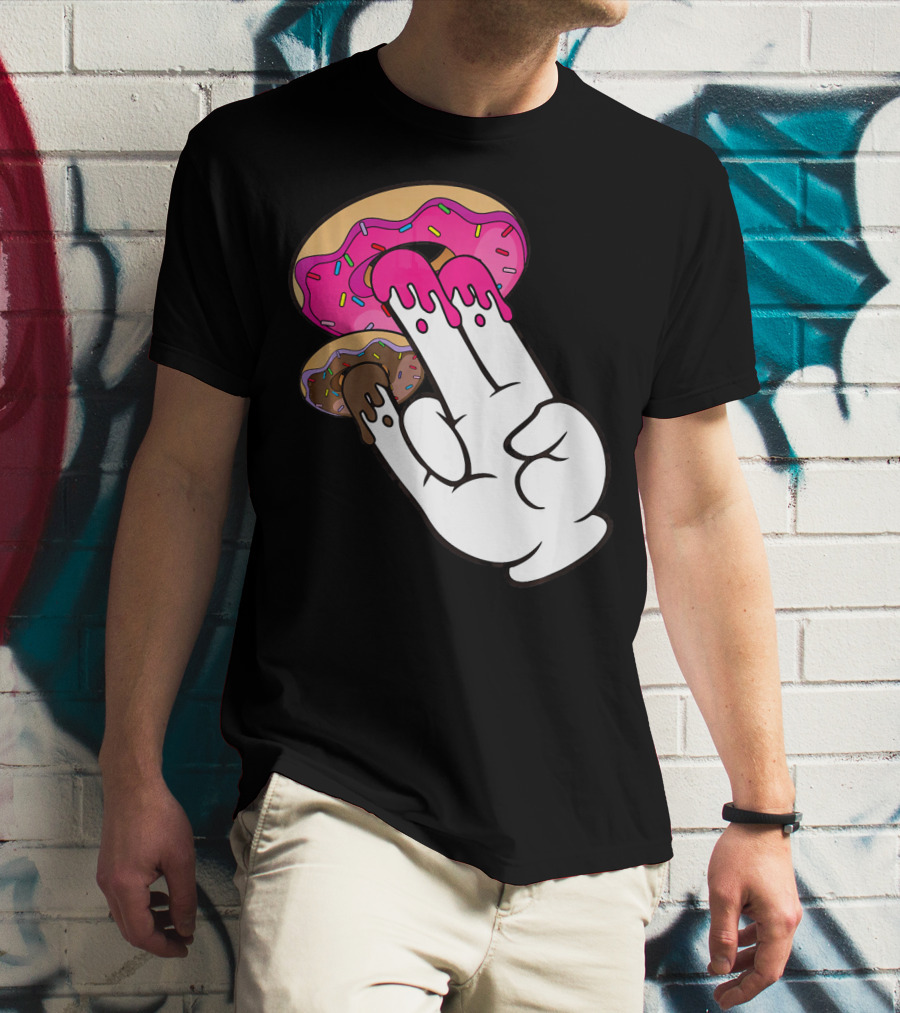 Funny Donuts With The Shocker Hand Gesture And Sprinkled Frosting T-Shirt