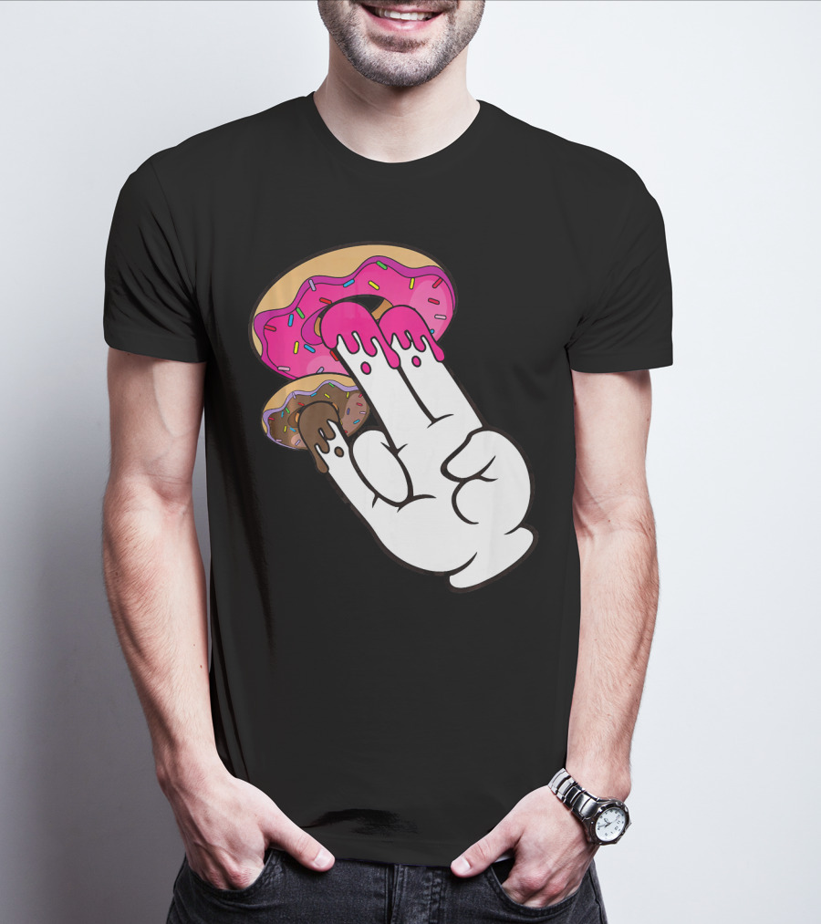 Funny Donuts With The Shocker Hand Gesture And Sprinkled Frosting T-Shirt