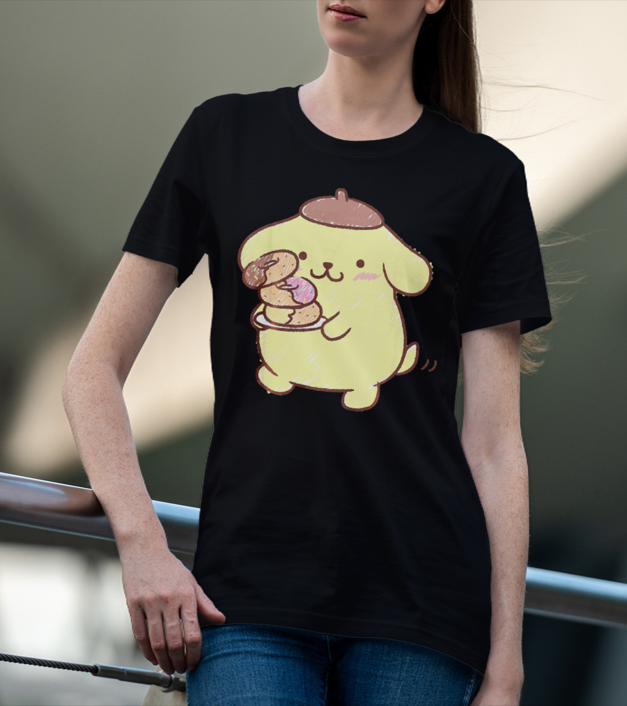 Pompompurin Enjoying Sweet Donuts T-Shirt