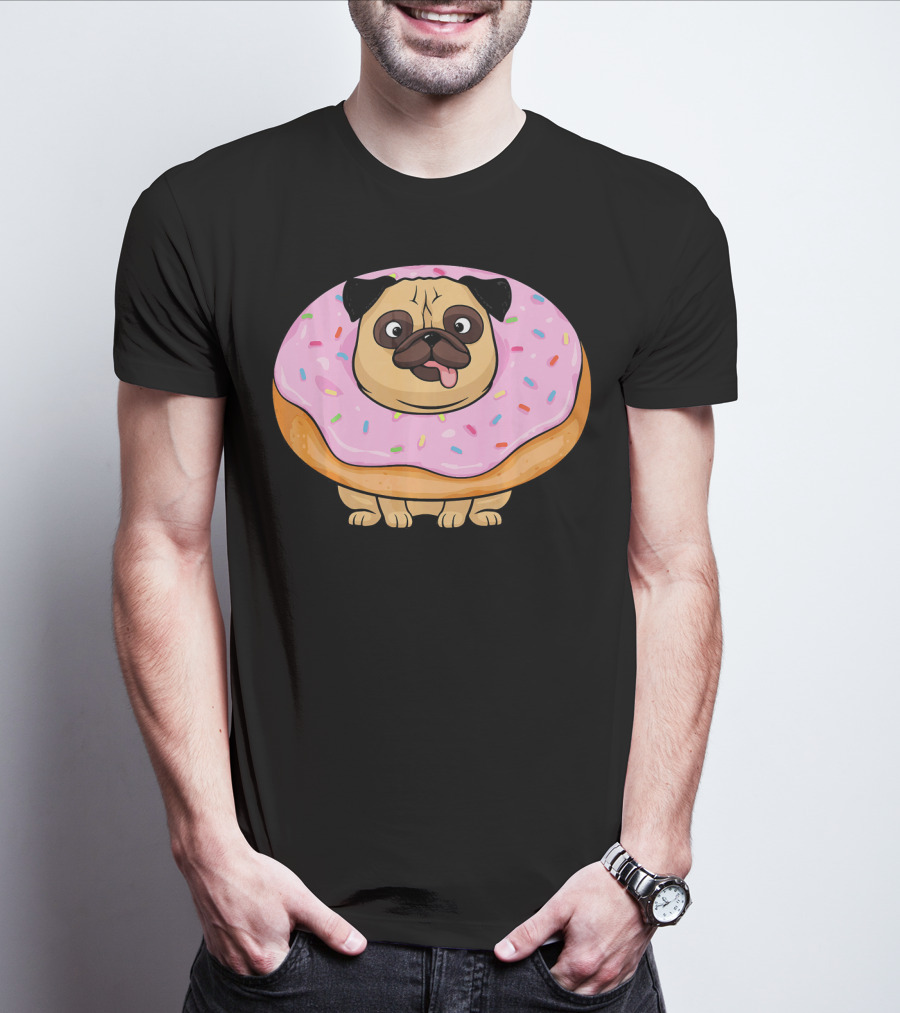Cute Doughnut Pug Wearing A Donut Costume Sprinkles T-Shirt