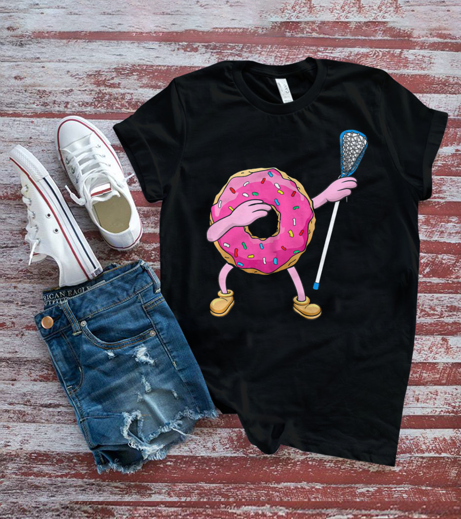 Dabbing Donut Playing Lacrosse With Sprinkles T-Shirt