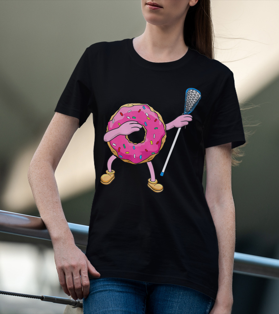 Dabbing Donut Playing Lacrosse With Sprinkles T-Shirt