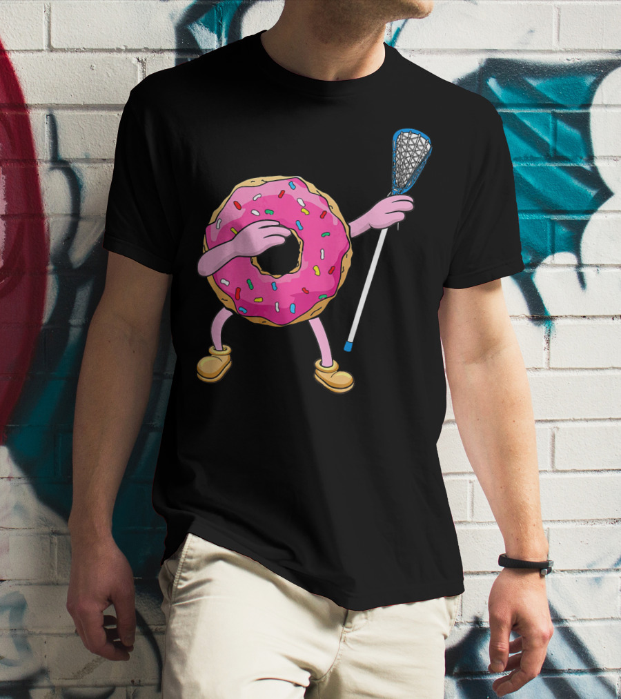 Dabbing Donut Playing Lacrosse With Sprinkles T-Shirt