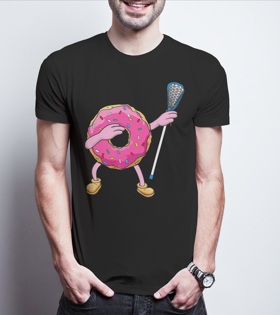 Dabbing Donut Playing Lacrosse With Sprinkles T-Shirt
