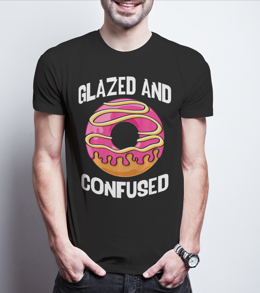 Glazed And Confused Pink Donut With Dripping Icing T-Shirt