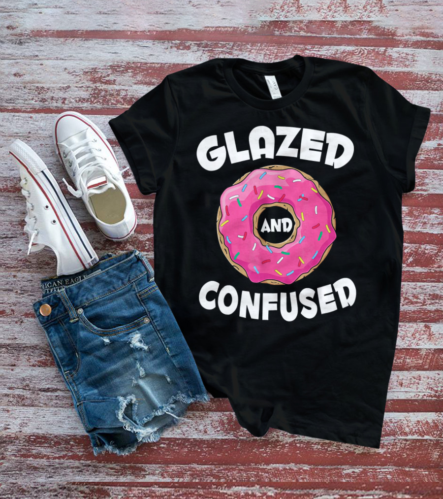 Glazed And Confused Funny Donut Lovers Pink Sprinkles T-Shirt