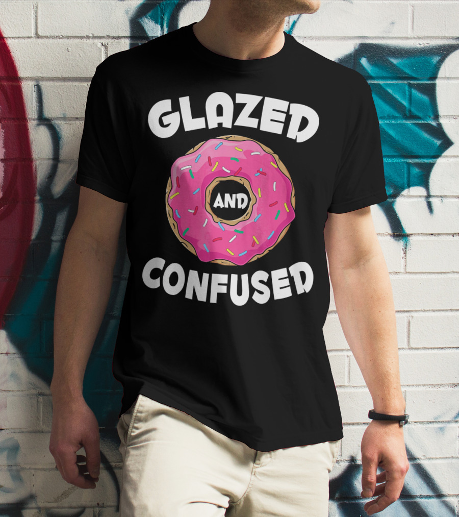 Glazed And Confused Funny Donut Lovers Pink Sprinkles T-Shirt