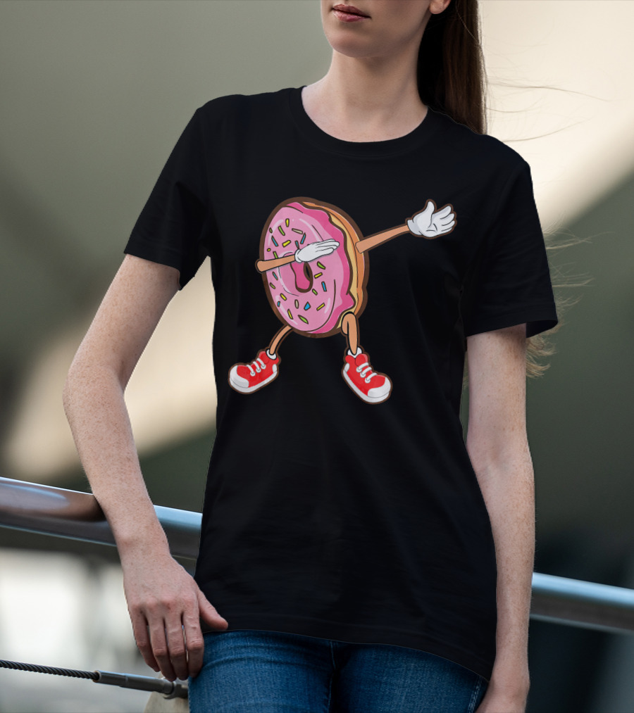 Dabbing Strawberry Frosted Donut With Sprinkles And Red Sneakers T-Shirt