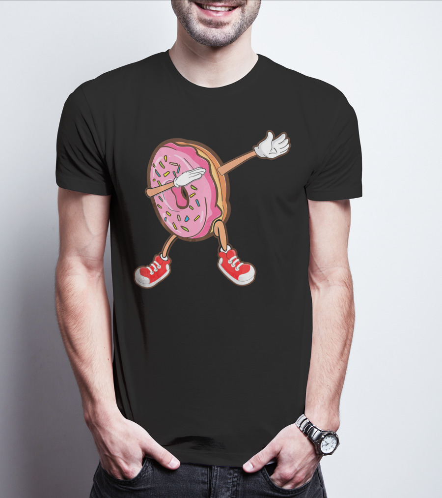 Dabbing Strawberry Frosted Donut With Sprinkles And Red Sneakers T-Shirt