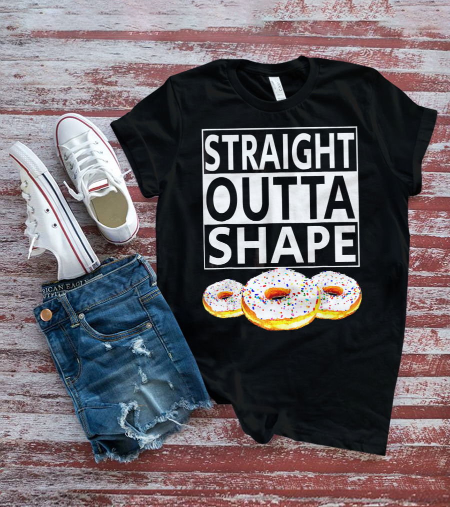 Straight Outta Shape Funny Workout Donut T-Shirt