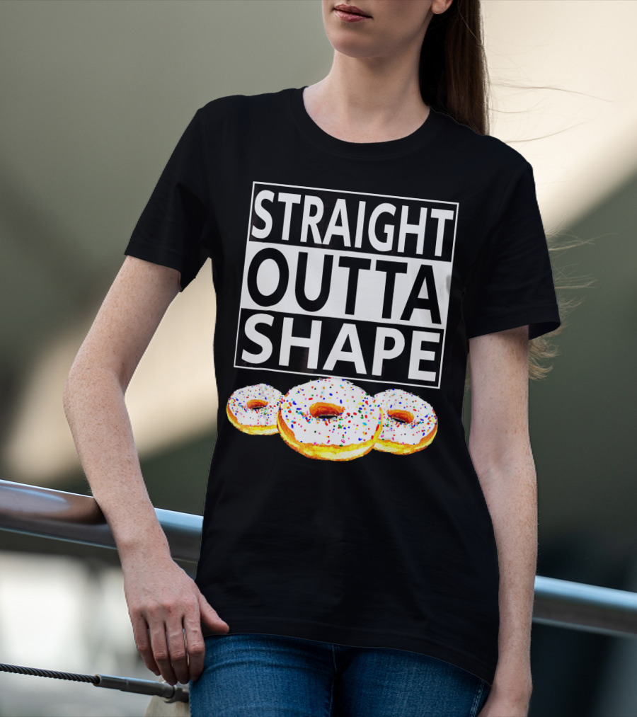 Straight Outta Shape Funny Workout Donut T-Shirt