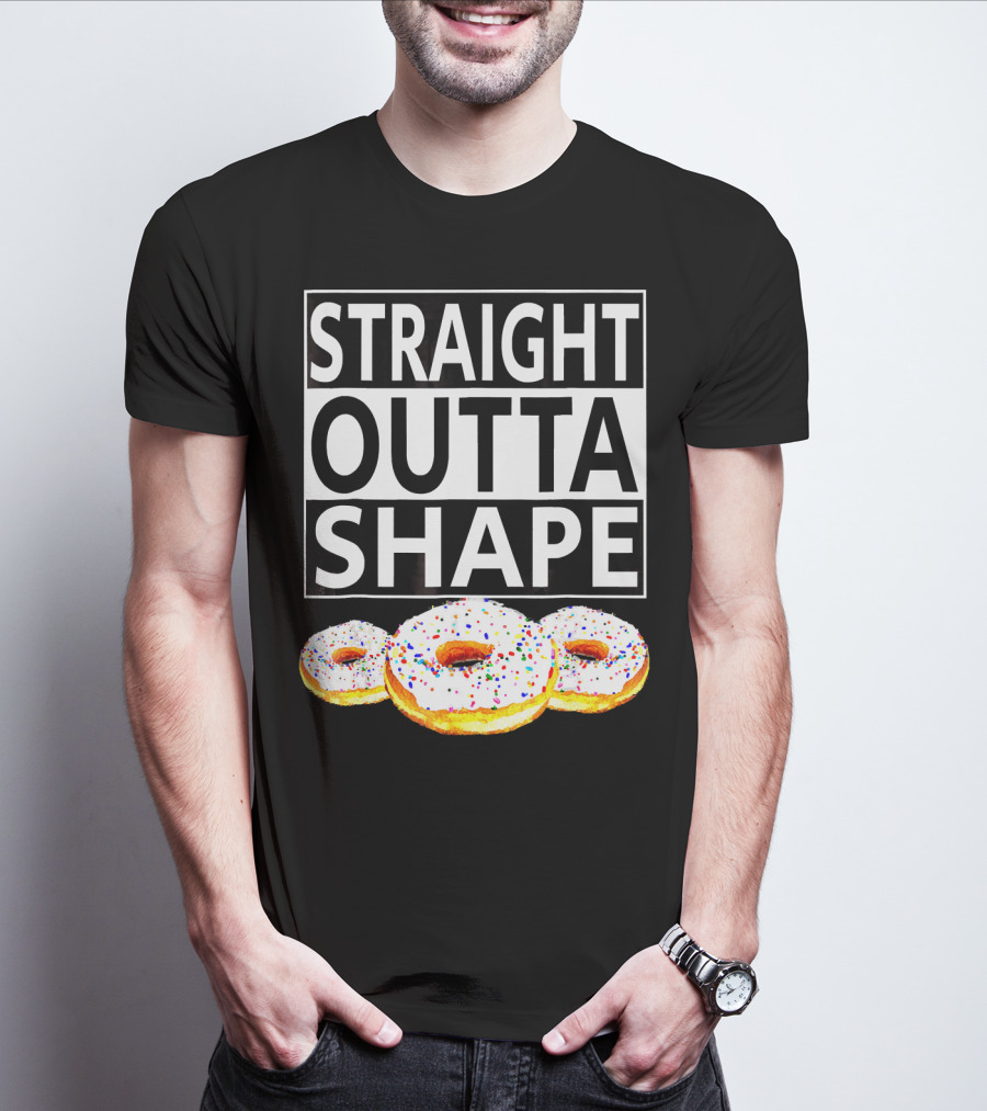 Straight Outta Shape Funny Workout Donut T-Shirt
