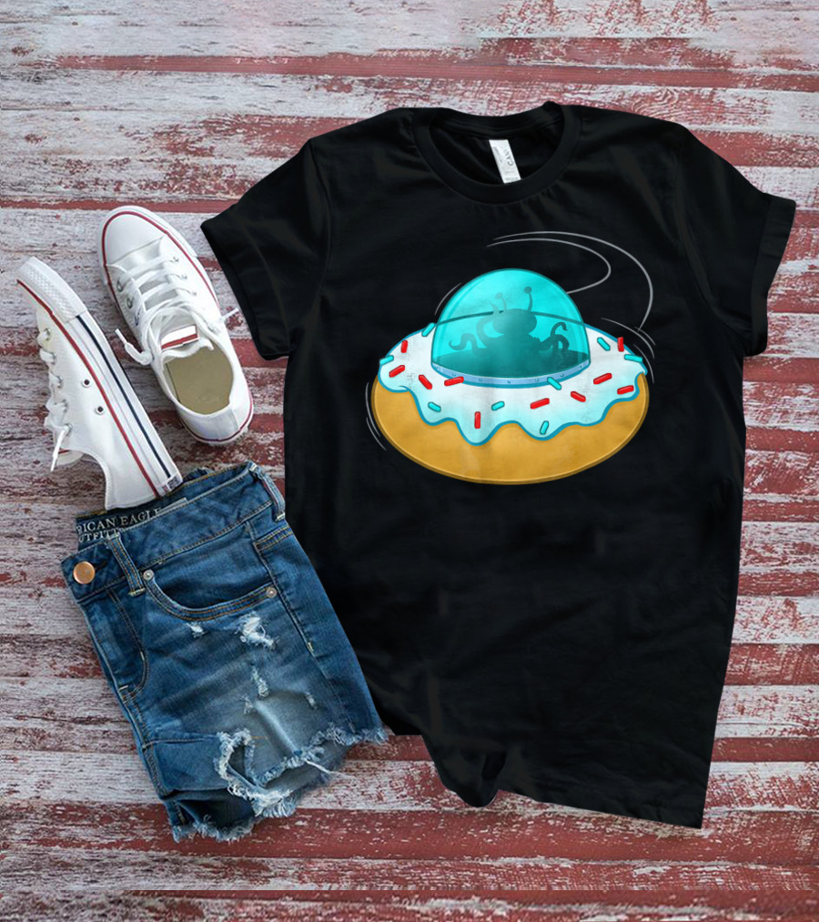 Funny UFO Donut With Cute Alien Sprinkles T-Shirt