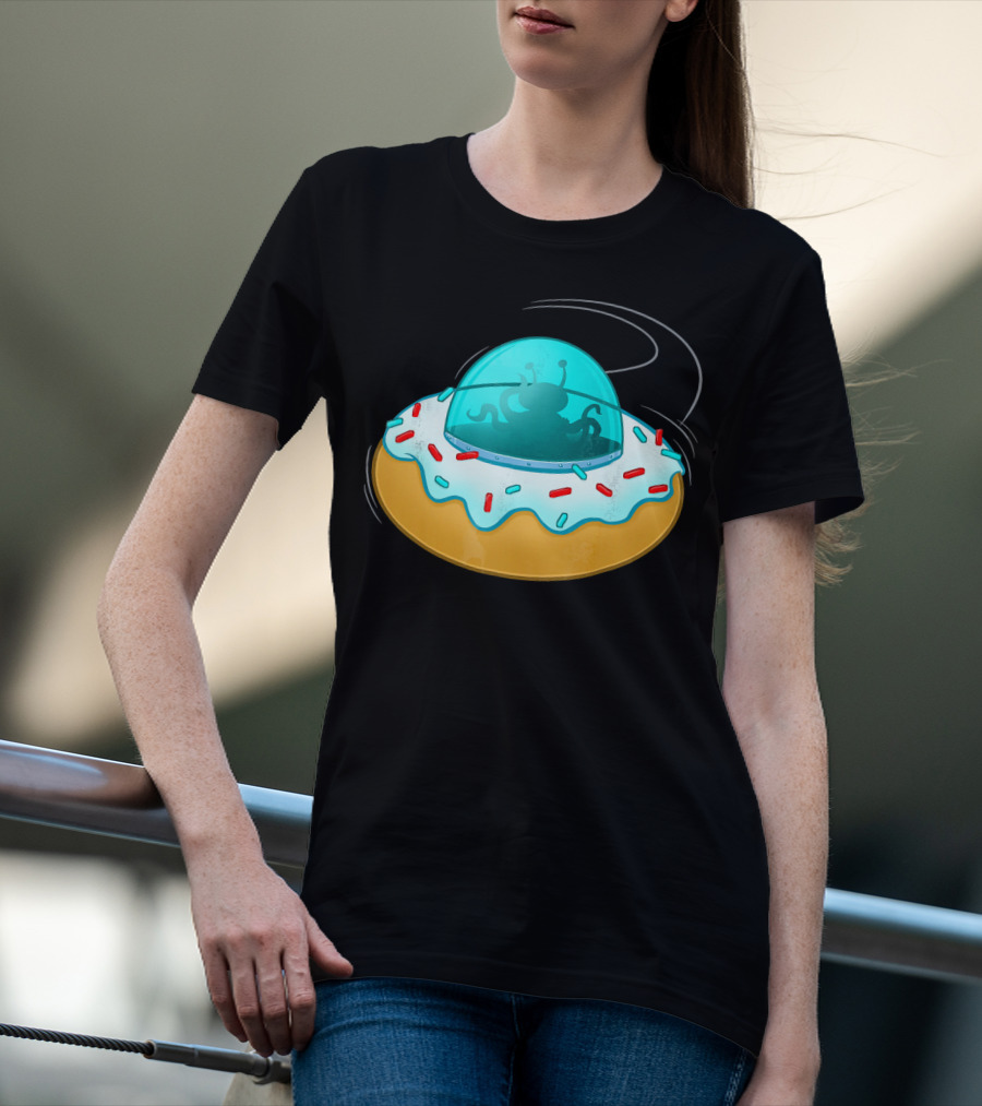 Funny UFO Donut With Cute Alien Sprinkles T-Shirt