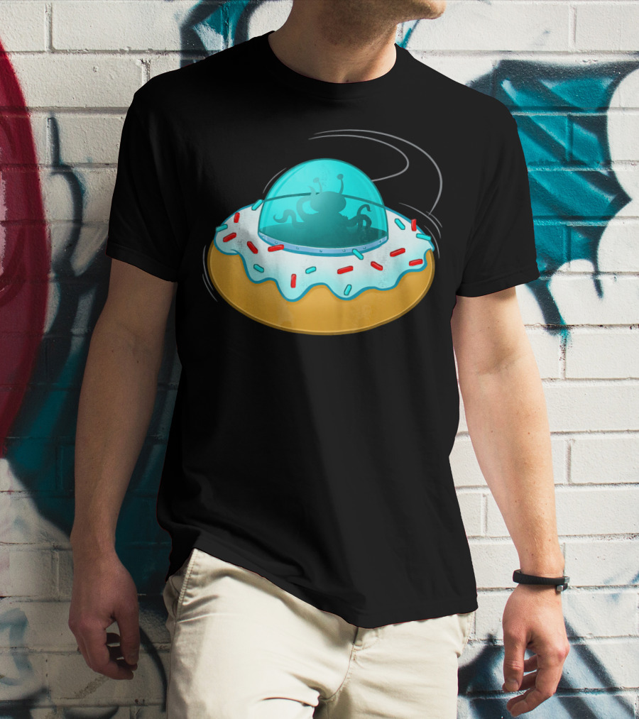 Funny UFO Donut With Cute Alien Sprinkles T-Shirt