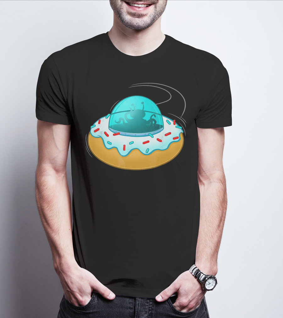 Funny UFO Donut With Cute Alien Sprinkles T-Shirt