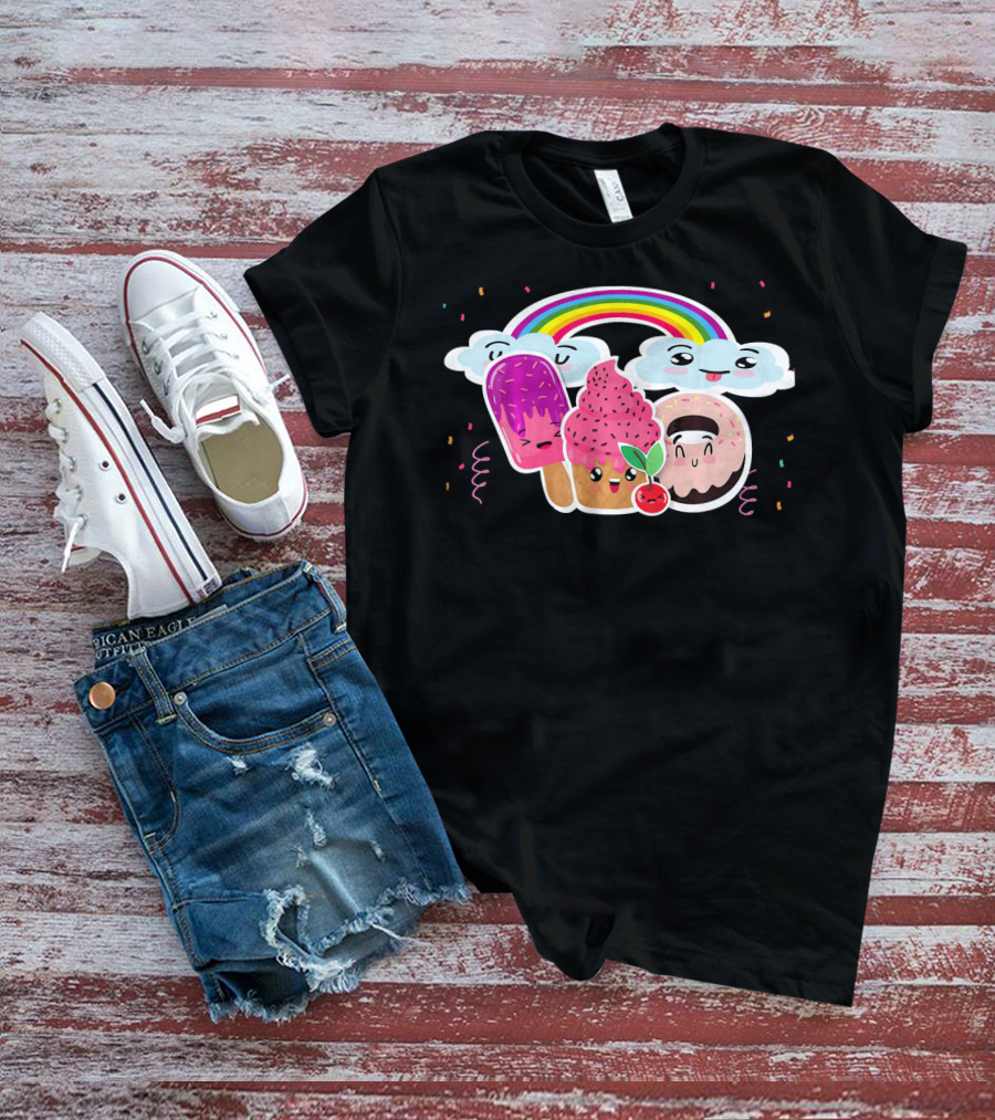 Funneh Cute Kids Halloween Ice Cream Love Rainbow Clouds Magic T-Shirt