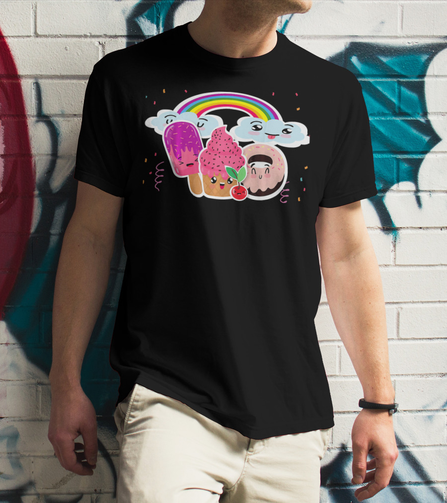 Funneh Cute Kids Halloween Ice Cream Love Rainbow Clouds Magic T-Shirt