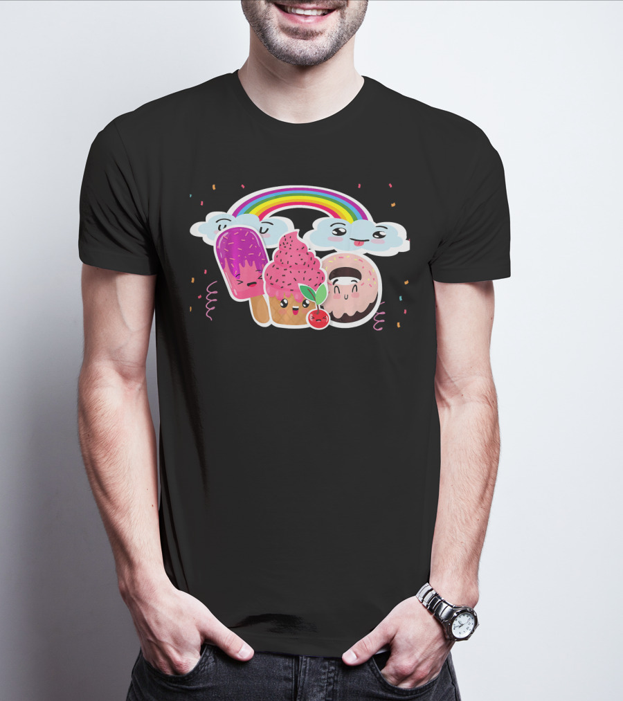 Funneh Cute Kids Halloween Ice Cream Love Rainbow Clouds Magic T-Shirt