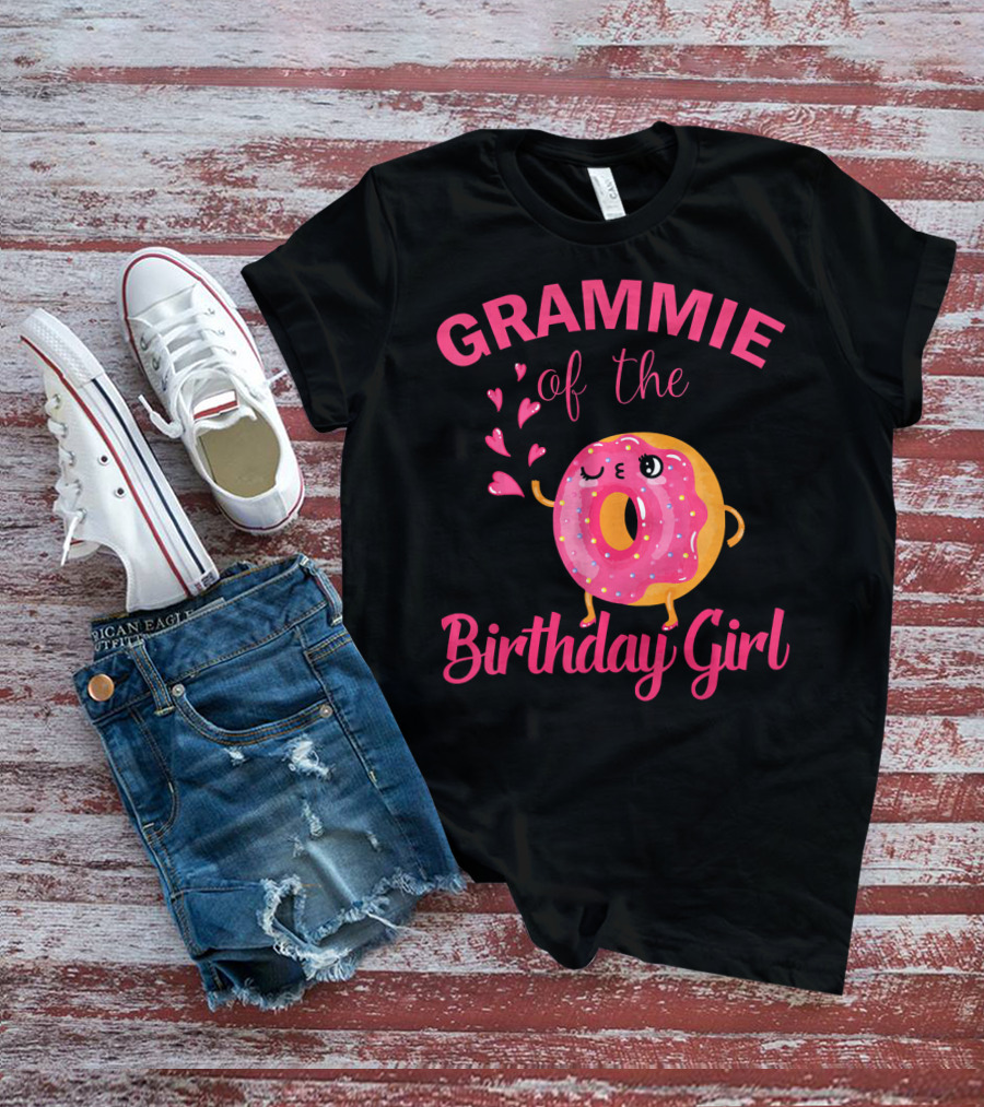 GRAMMIE Of The Birthday Girl Donut With Hearts T-Shirt