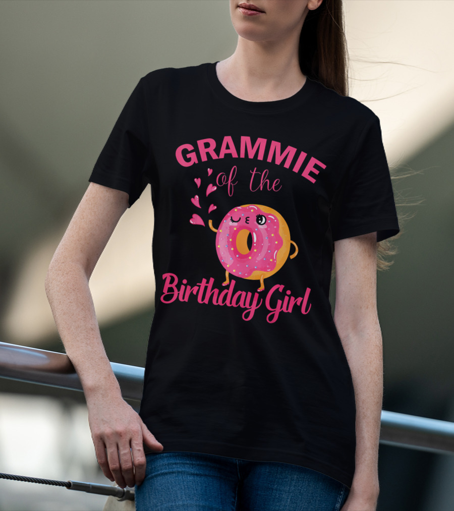 GRAMMIE Of The Birthday Girl Donut With Hearts T-Shirt