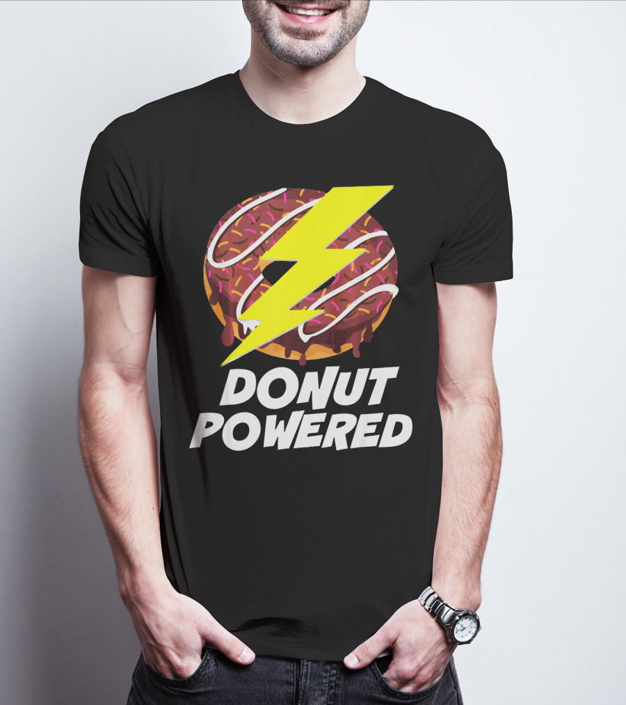 Donut Powered Lightning Bolt Donut With Sprinkles T-Shirt