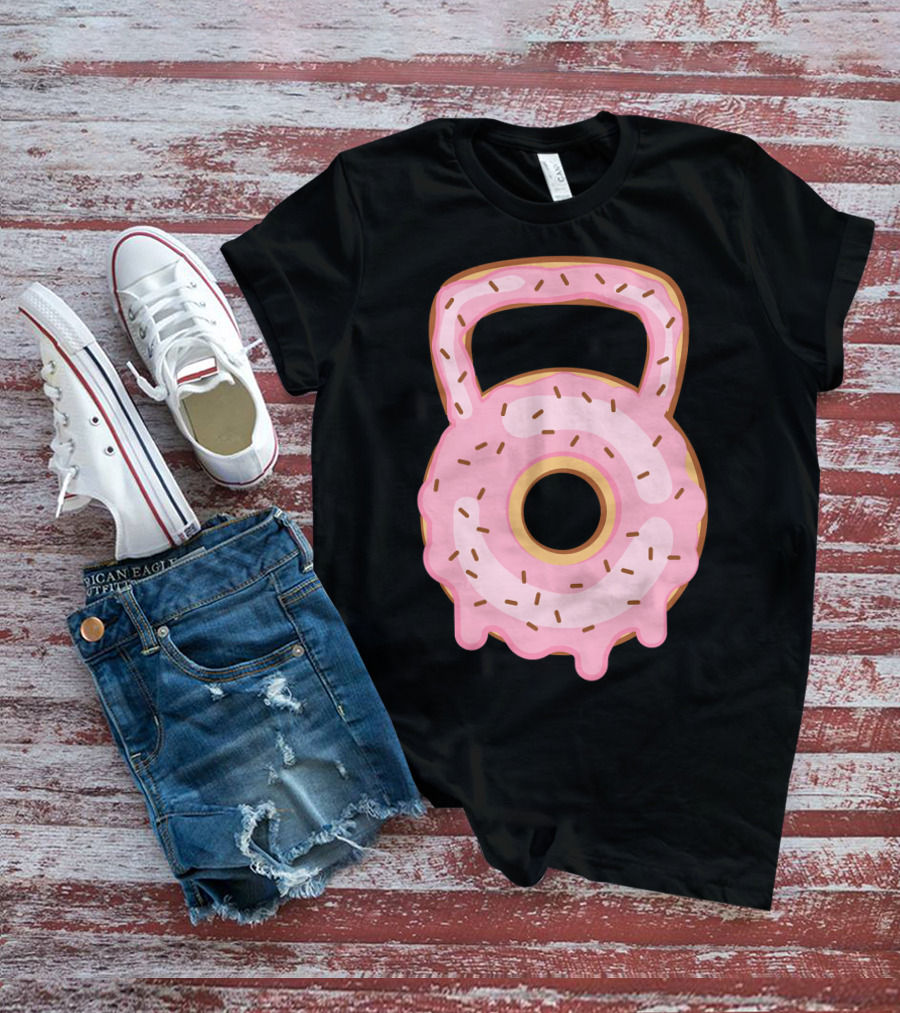 Kettlebell Donut Lover Gym Workout Pink Sprinkles T-Shirt