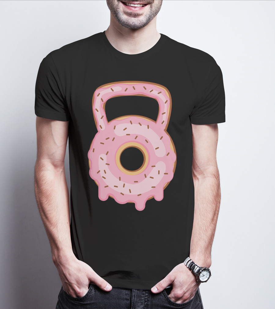 Kettlebell Donut Lover Gym Workout Pink Sprinkles T-Shirt