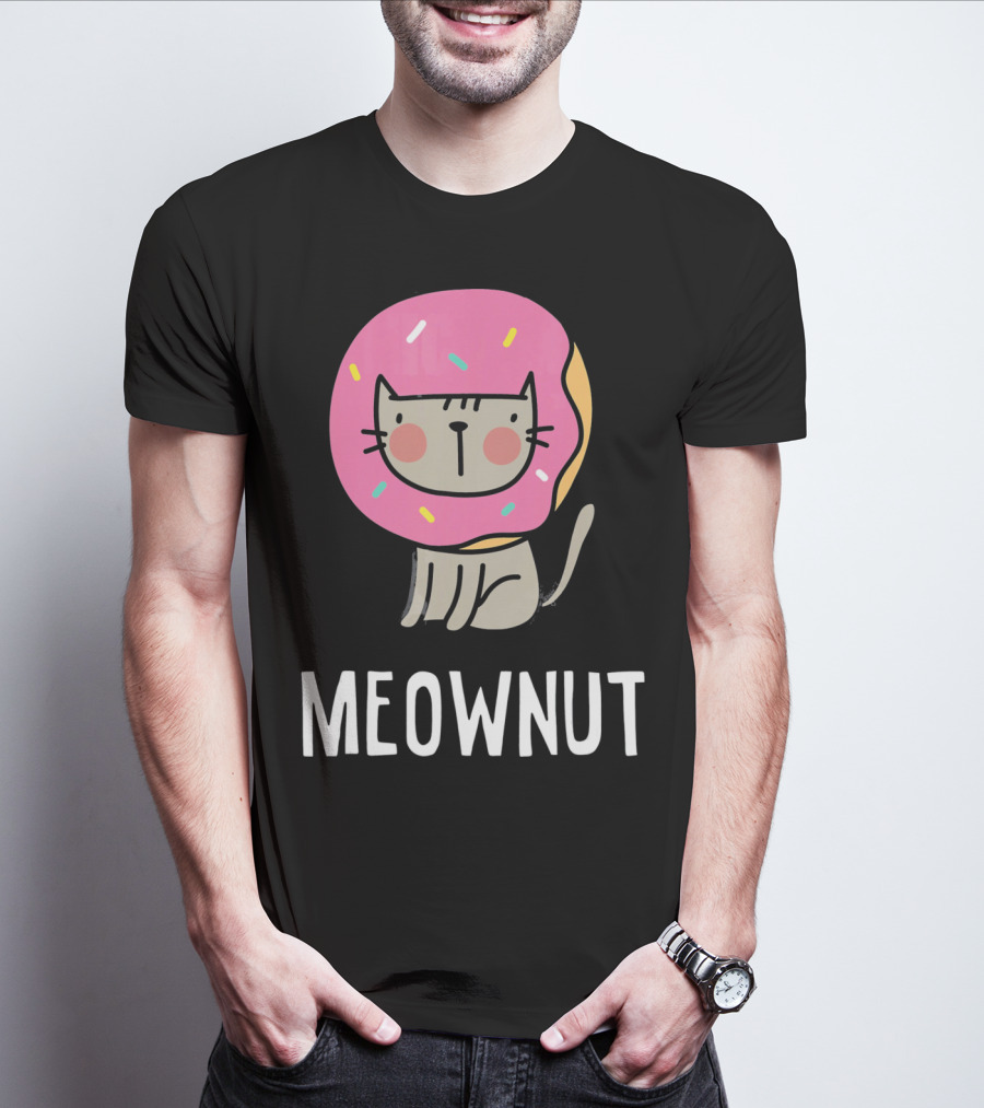 Cute Donut Cat Pun Meownut Funny Meownut T-Shirt