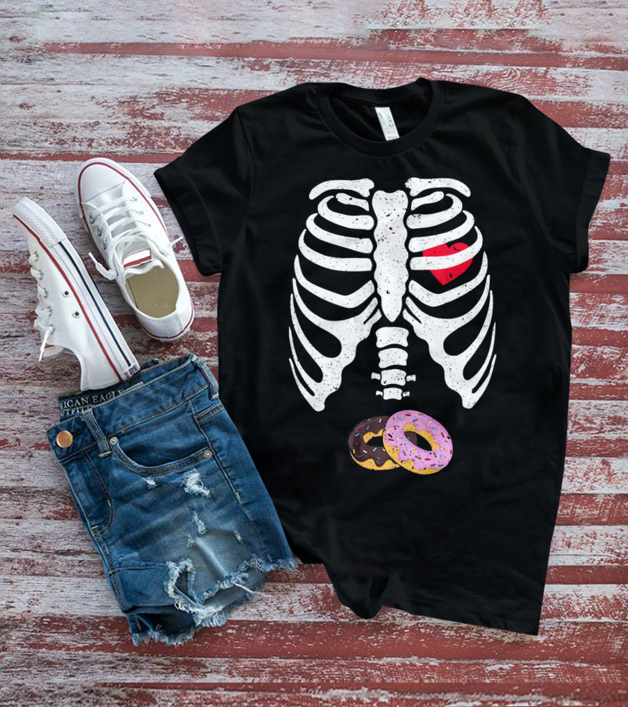 Halloween Pregnancy Skeleton Donut Baby Costume T-Shirt